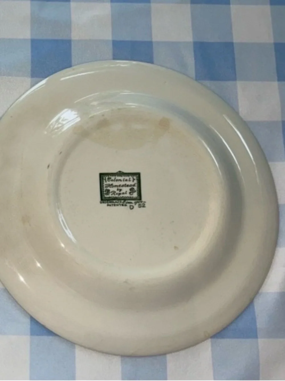 Vintage 1950’s Colonial Homestead Green Dinner Plate set of 2